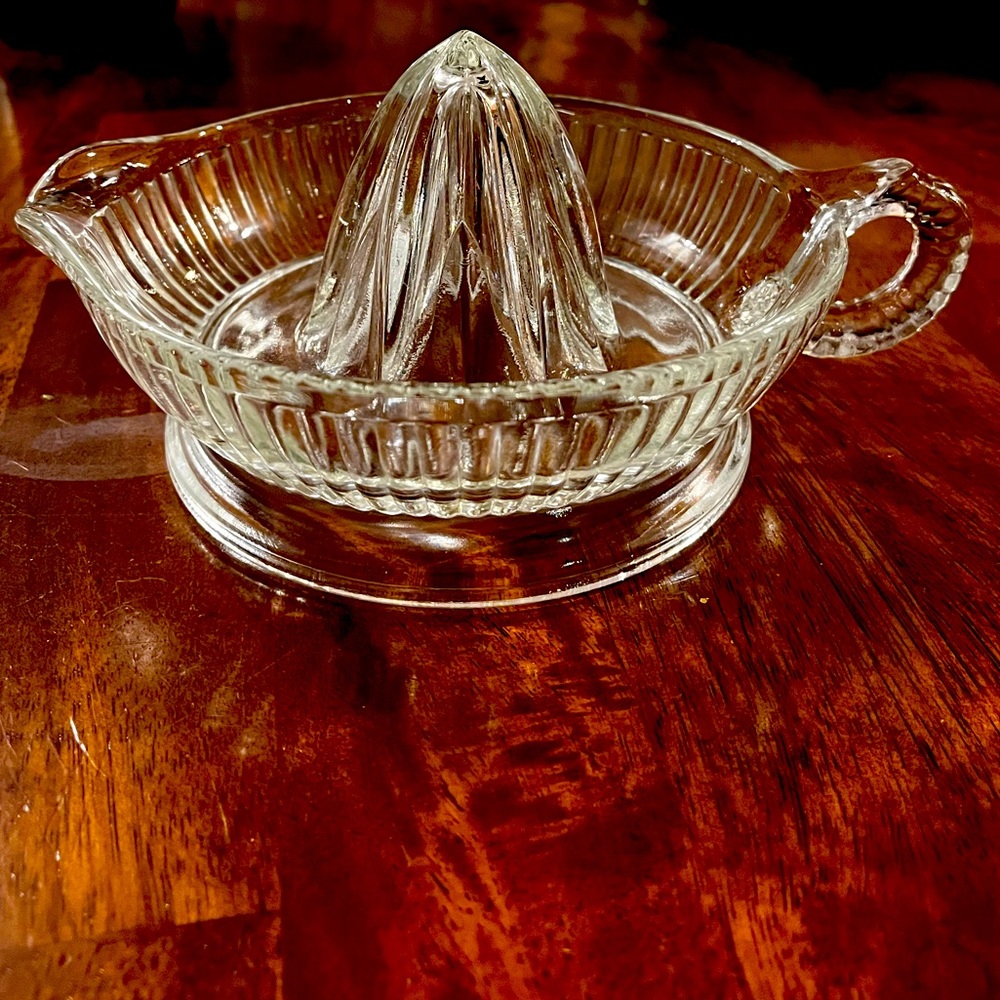 Vintage Clear Ribbed Glass Citrus Juicer Reamer Handle 1940's